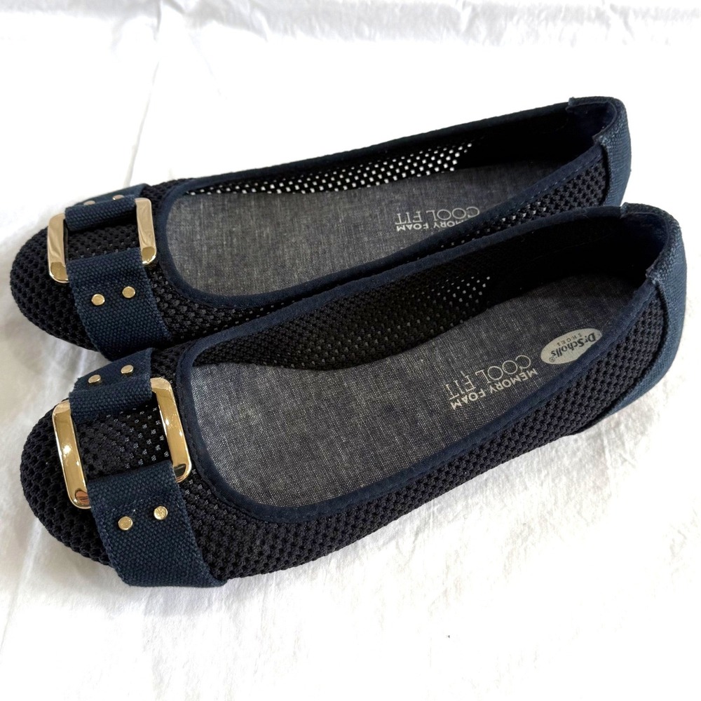 Dr. Scholl's Memory Foam Mesh Ballet Flats Navy Blue Comfort Slip On Casual Sz 9 - Picture 2 of 7